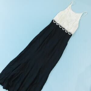 Vintage Jessica McClintock Black White Lace Formal Dress Size 3/4 Made in USA